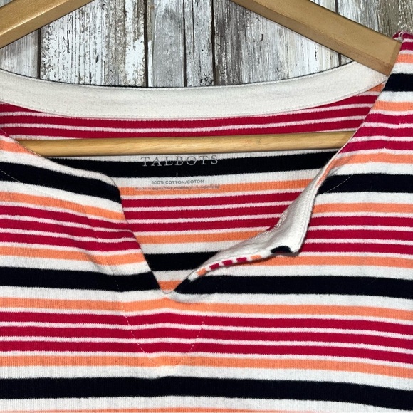 Talbots Pink Stripe V Neck Blouse - Picture 4 of 4